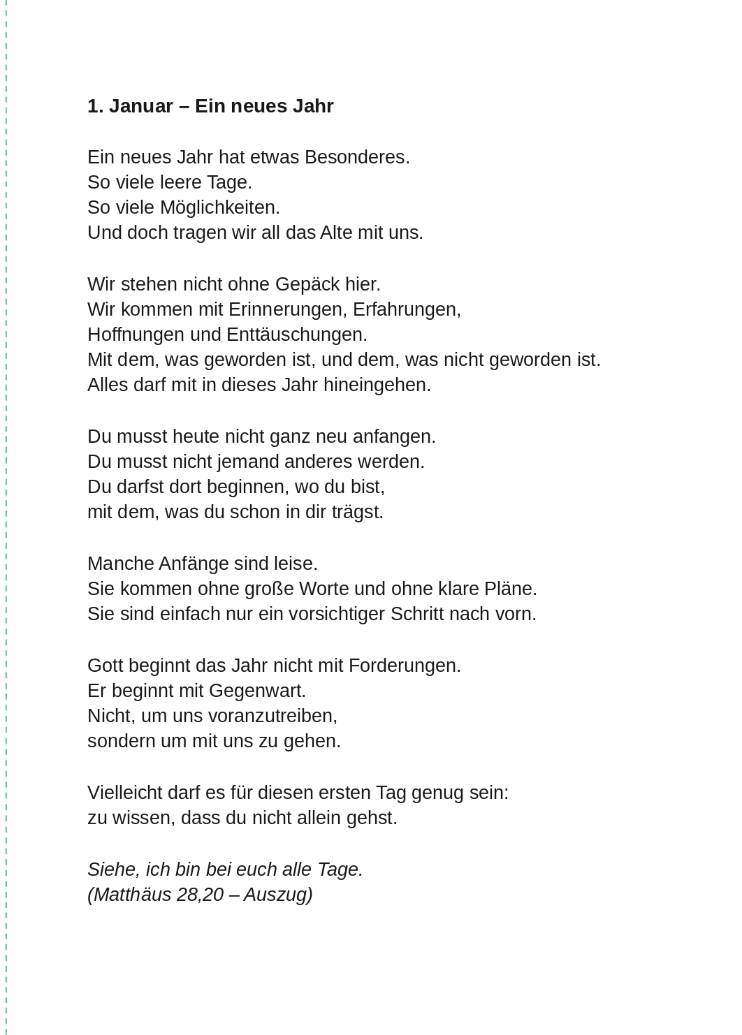 Andacht zum 1. Januar – Ein neues Jahr