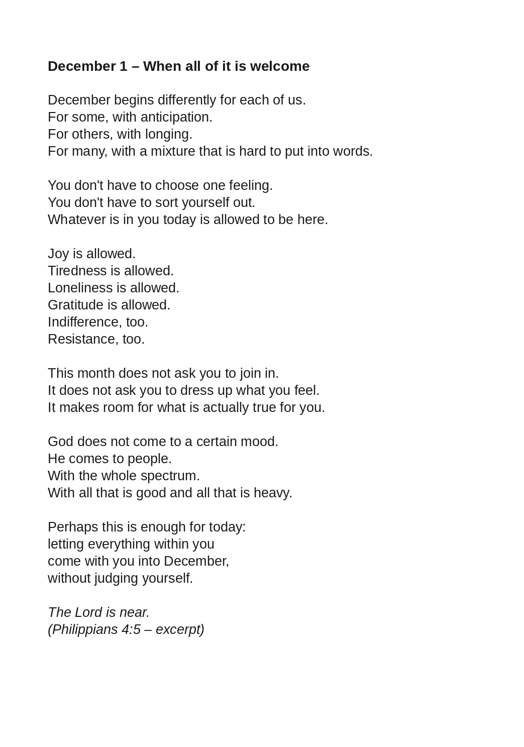The daily reading for December 1